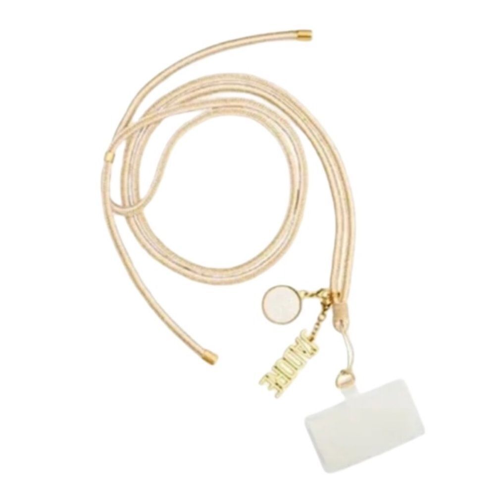 DIOR Phone Lanyard Strap Gold & White Rope Lanyard with J'ADORE Charms - New